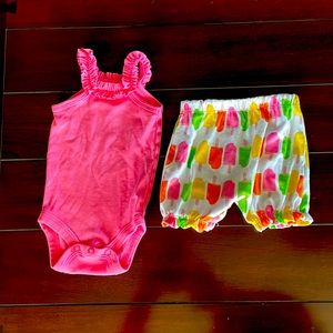 Okie dokie 0-3 mo pink popsicle outfit